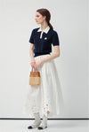 Xaviera Navy Polo Knit Tops