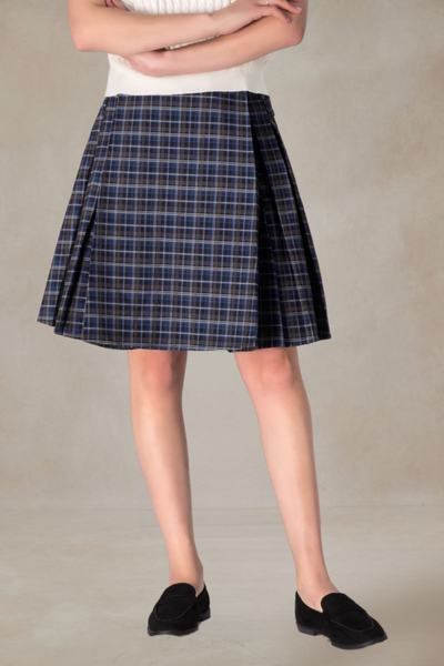 Nigel Navy Blue Plaid Skirt