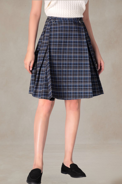 Nigel Navy Blue Plaid Skirt