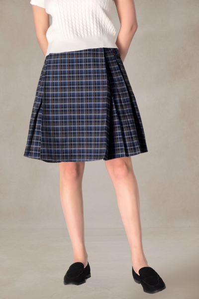 Nigel Navy Blue Plaid Skirt