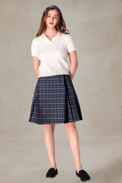 Nigel Navy Blue Plaid Skirt
