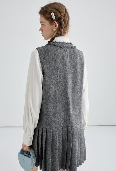 Gracia Grey Pleated Dress Sleeveless