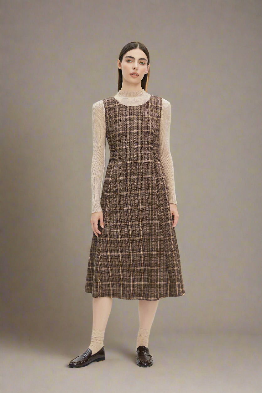 brown plaid pinafore dress Men's Classic Cardigan Vest - Brown - Cashmere