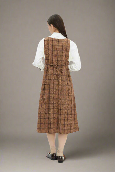 Rebekah Plaid Brown Dress