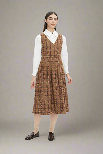 Rebekah Plaid Brown Dress