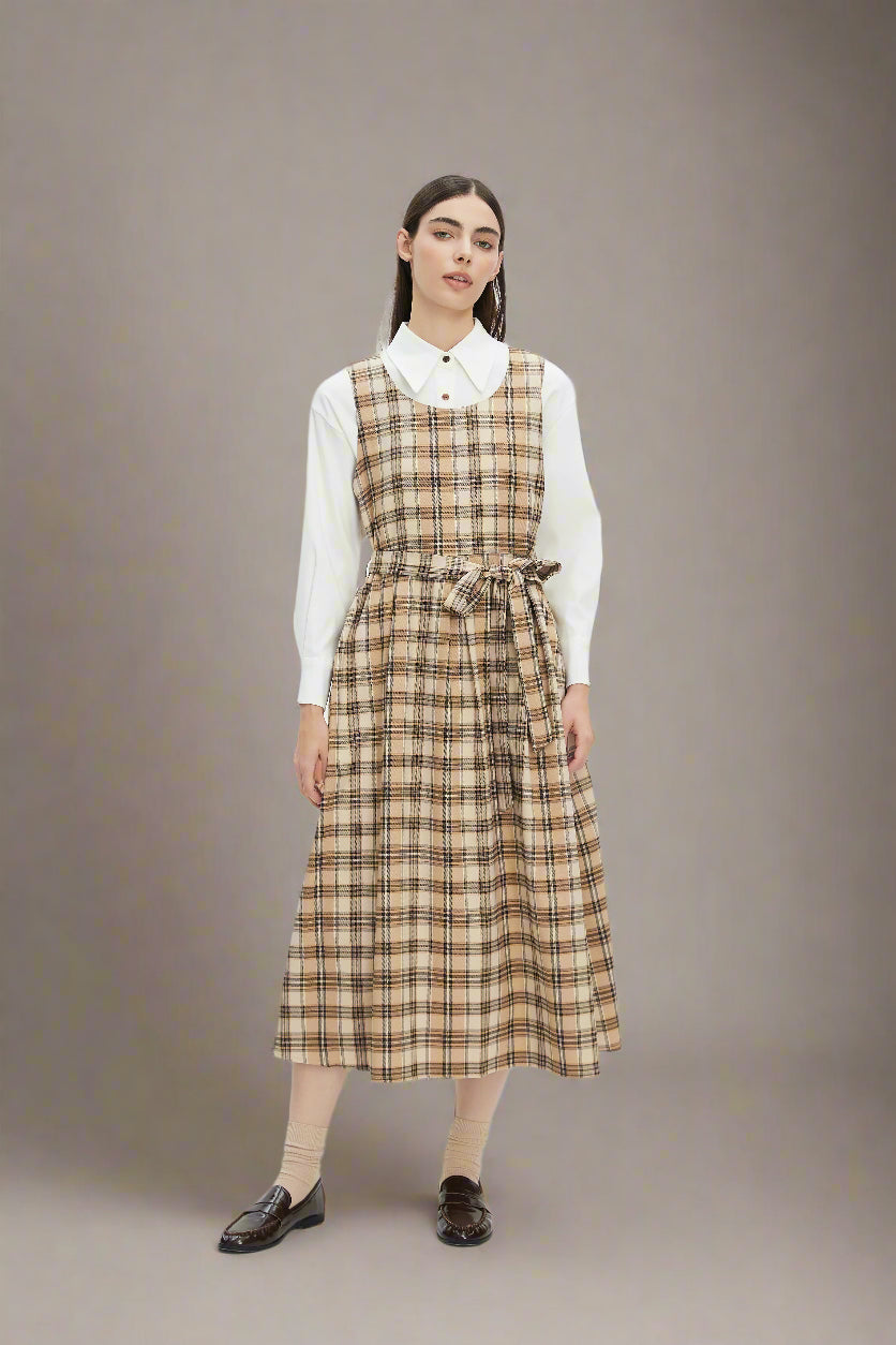 Geneva Plaid Drop Waist Dress