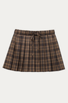 Belinda Pleated Brown Plaid Skirt