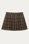 Belinda Pleated Brown Plaid Skirt