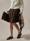 Emily Khaki Pleated Skirt