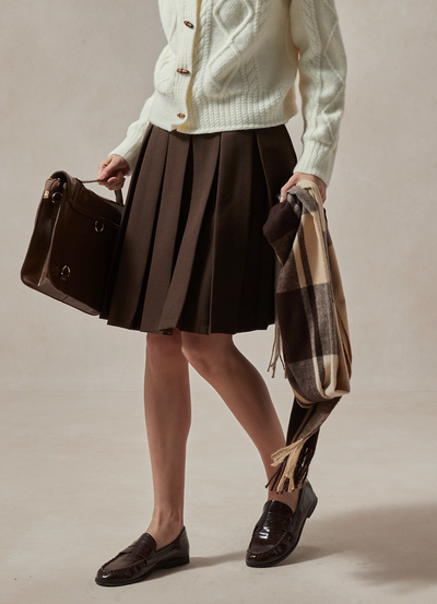Emily Khaki Skirt Pleated