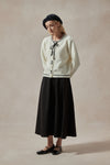 Willa White Knit Sweater with Black Ribbons