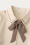 Adelina Beige Shirt with Bow - DAStyle