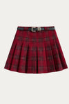 Aderyn Red Plaid Pleated Skirt - DAStyle