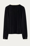 Agatha Velvet Black Tie Neck Blouse - DAStyle