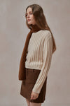 Augusta Creamy Cotton Cropped Cable Knit Sweater - DAStyle