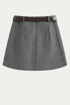 Avalon High Waist Wool Skort with Belt - DAStyle