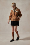 Beatrix Brown Suede Puffer Coat - DAStyle