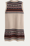 Beige Tribal Knit Sweater Vest Dress - DAStyle