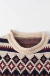 Beige Tribal Knit Sweater Vest Dress - DAStyle