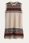 Beige Tribal Knit Sweater Vest Dress - DAStyle