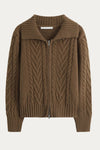 Berenice Cable Knit Zip Up Sweater - DAStyle