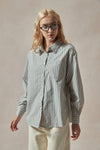 Bessie Brown White and Blue Stripe Shirt - DAStyle