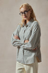 Bessie Brown White and Blue Stripe Shirt - DAStyle