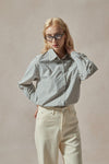 Bessie Brown White and Blue Stripe Shirt - DAStyle