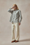 Bessie Brown White and Blue Stripe Shirt - DAStyle