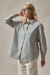 Bessie Brown White and Blue Stripe Shirt - DAStyle