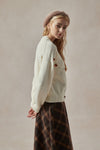 Bethany Cream Cardigan Sweater with Floral Embellishments - DAStyle