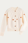 Bethany Cream Cardigan Sweater with Floral Embellishments - DAStyle