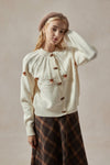 Bethany Cream Cardigan Sweater with Floral Embellishments - DAStyle