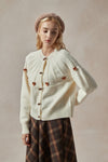 Bethany Cream Cardigan Sweater with Floral Embellishments - DAStyle