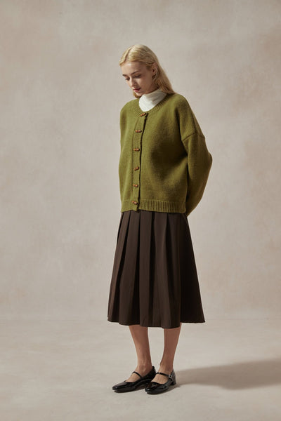 Bianca Olive Green Cardigan with Toggle Buttons - DAStyle