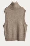 Black Turtleneck Sleeveless Knit Sweater Vest - DAStyle