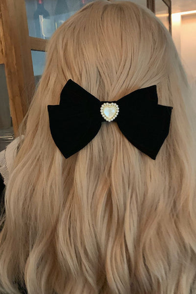 Black Velvet Bow Hair Clip - DAStyle
