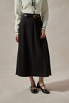 Yasmina Black Wool Midi Skirt