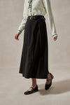 Yasmina Black Wool Midi Skirt