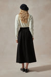 Yasmina Black Wool Midi Skirt