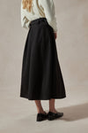 Yasmina Black Wool Midi Skirt