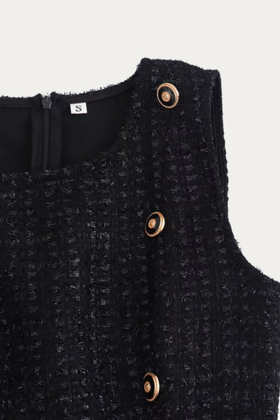 Regina Black Tweed Mini Dress