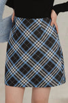 Evadne Blue Plaid Mini Skirt