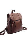 Brown Leather Backpack with Buckle - DAStyle