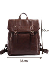 Brown Leather Backpack with Buckle - DAStyle