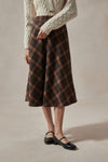 Minerva Brown Plaid Midi Skirt