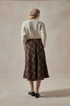 Minerva Brown Plaid Midi Skirt