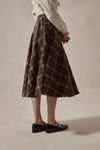 Minerva Brown Plaid Midi Skirt