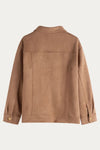 Harper Light Brown Faux Suede Jacket with Golden Buttons