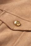 Harper Light Brown Faux Suede Jacket with Golden Buttons